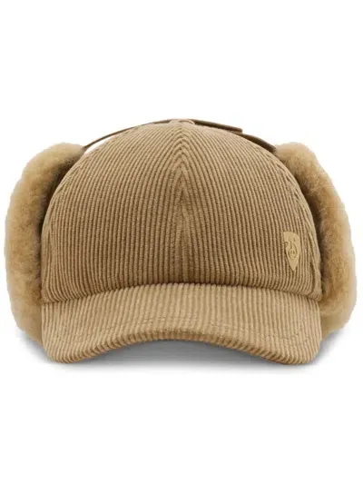 Burberry Shearling-trim Corduroy Cap In Teddy