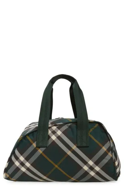 Burberry Shield Check Nylon Duffle Bag In Ivy