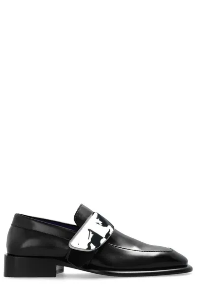 Burberry Shield Leather Loafers In Black