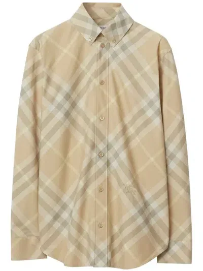 Burberry Checked Shirt In Beige