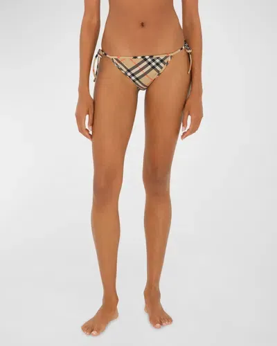 Burberry Signature Check Tie Bikini Bottoms In Sand Ip Check