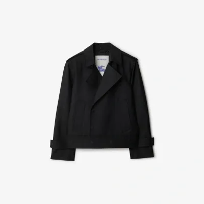 Burberry Silk Blend Trench Jacket In Black