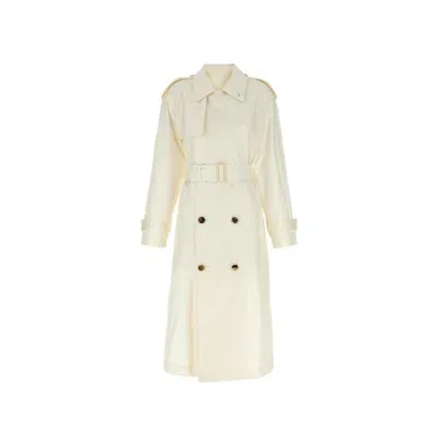 Burberry Silk Trench Coat In White