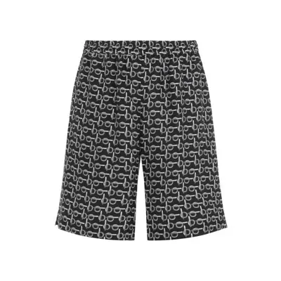 Burberry Silver And Black Silk Shorts In Grey