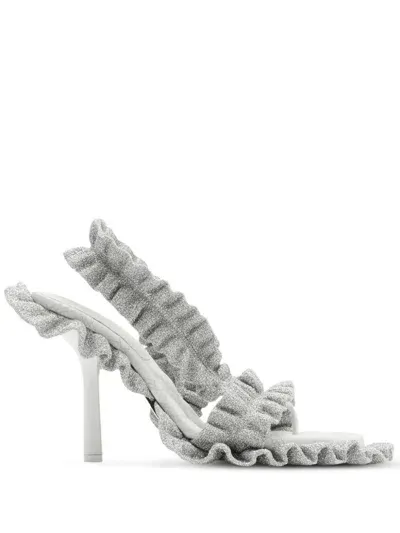 Burberry Metallic Ruff Sandals In Silver