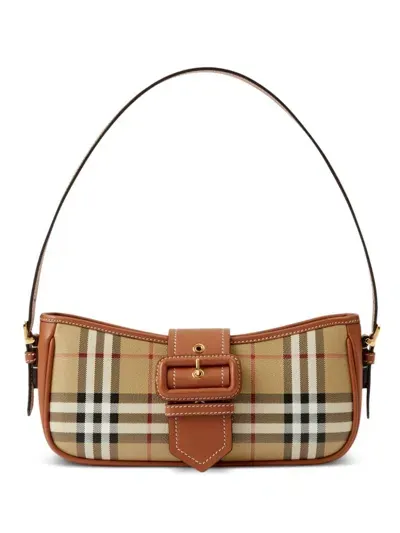 Burberry Sling Check-pattern Shoulder Bag In Neutrals