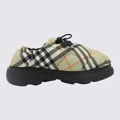 Burberry Check Nylon Blend Pillow Mules In Light Sage