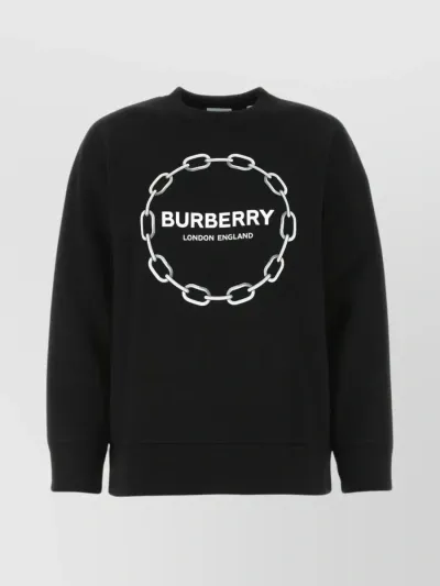 Burberry Logo Wool-blend Sweatshirt In Black