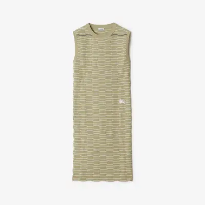 Burberry Embroidered-logo Ribbed Mini-dress In Safari/white