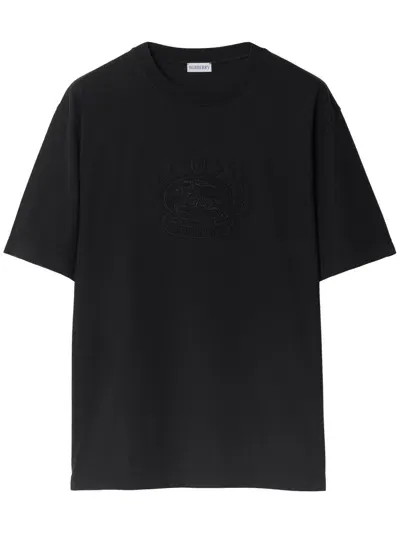 Burberry Ekd-embroidered Cotton T-shirt In Black