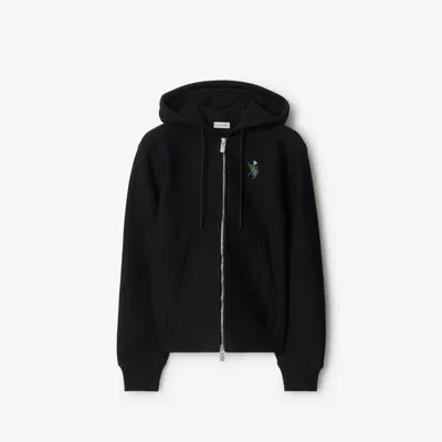 Burberry Thistle Logo Cotton Blend Zip Hoodie In Coal