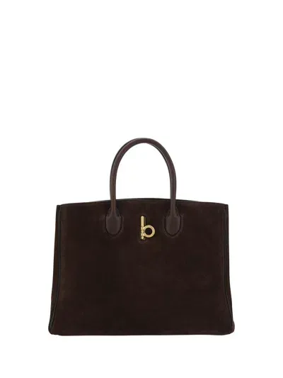 Burberry Tote Rocking Horse Handbag In Dark Brown