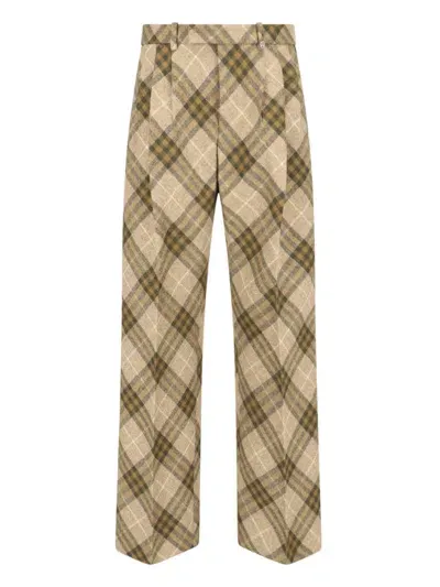 Burberry Trousers In Green