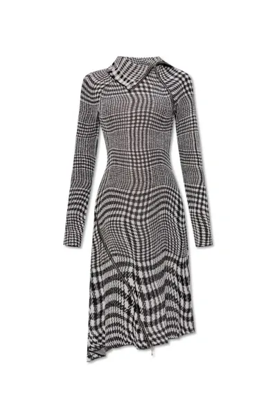 Burberry Turtleneck Asymmetric Midi Dress In Multi