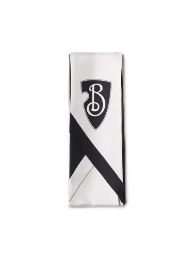 Burberry Two-tone Scarf With Anagram Logo In White