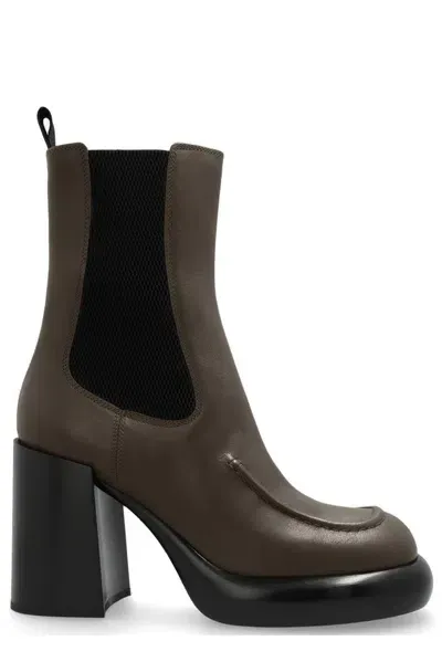 Burberry Leather Wedge Chelsea Boots In Brown