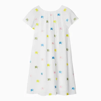 Burberry Kids' White Viscose Blend Dress With Logos In Multicolor