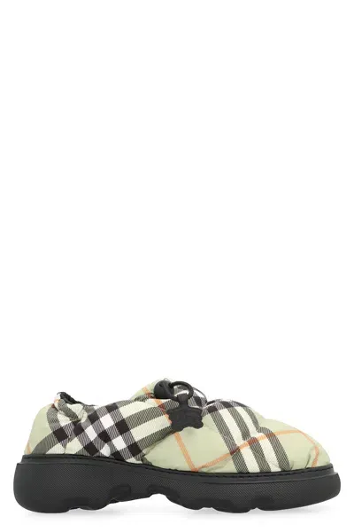 Burberry Check Motif Mules In Beige