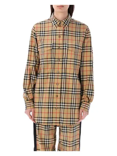 Burberry Archive Beige Check Oversized Shirt For Women In Archive Beige Ip Chk