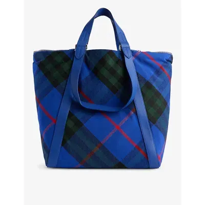 Burberry Womens Knight Festival Check-print Woven Tote Bag