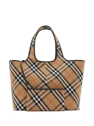 Burberry Medium Vintage Check Tote Bag In Brown