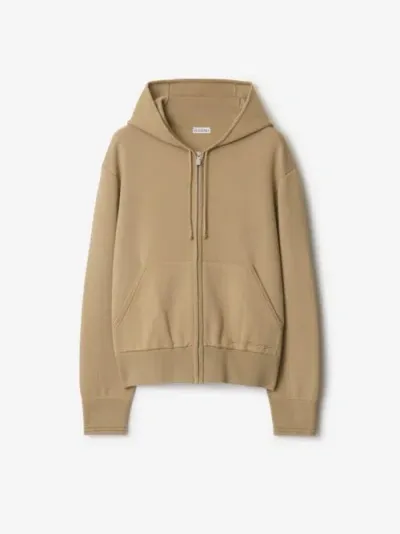 Burberry Wool Blend Zip Hoodie In Sand