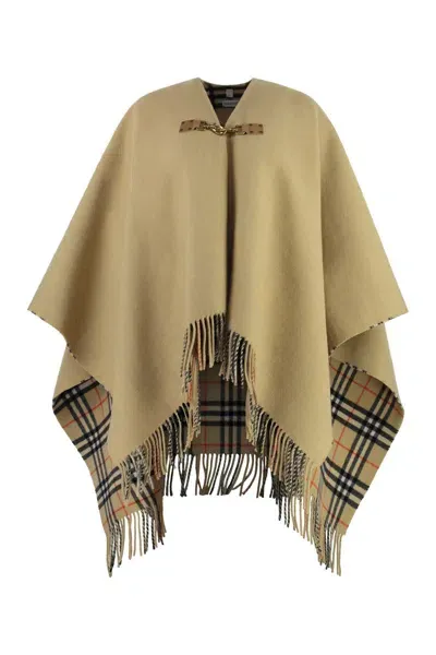 Burberry Wool Cape In Beige