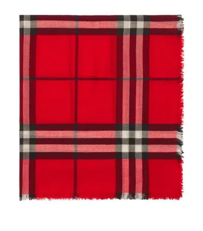 Burberry Check Wool Scarf In Red