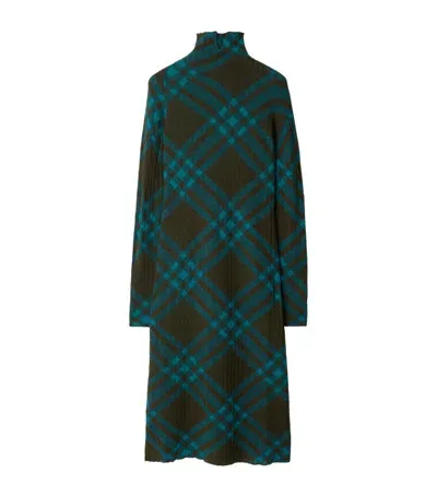 Burberry Checkered Wool Blend Shift Dress In Black