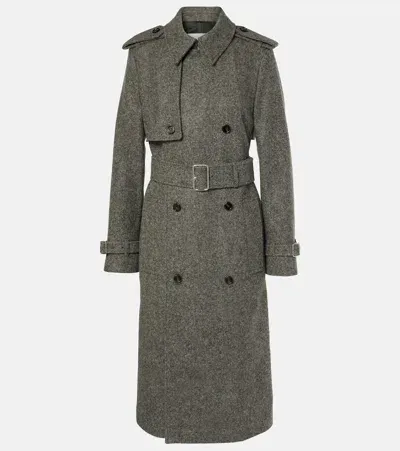 Burberry Wool Trench Coat In Grey