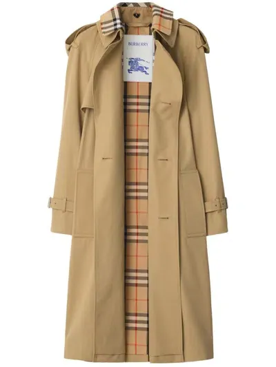 Burberry Notched-lapel Cotton Trench Coat In Beige