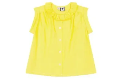 Busy Bees Kids'  Iris Ruffle Top In Yellow Dot