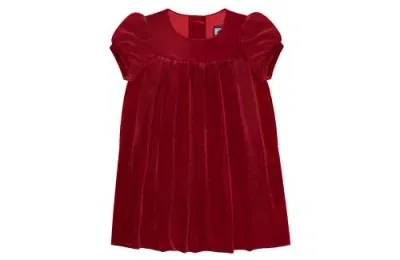 Busy Bees Kids'  Matilda Puff Sleeve Dress In Red Velvet