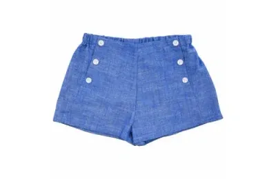 Busy Bees Kids'  Sailor Button Shorts In Blue Chambray