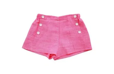 Busy Bees Babies'  Sailor Button Shorts In Pink Chambray