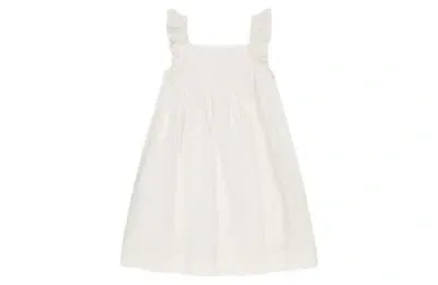 Busy Bees Kids'  Sawyer Flutter Sleeve Dress In White Eyelet