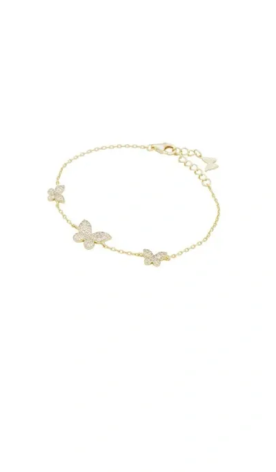 By Adina Eden Pavã©  Triple Butterfly Bracelet In Metallic Gold