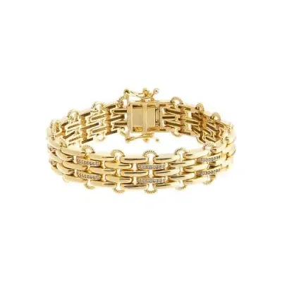 By Adina Eden Pave Wide Watch Chain Bracelet In Gold