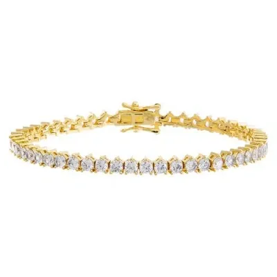 By Adina Eden Thin Three Prong Tennis Bracelet In Gold