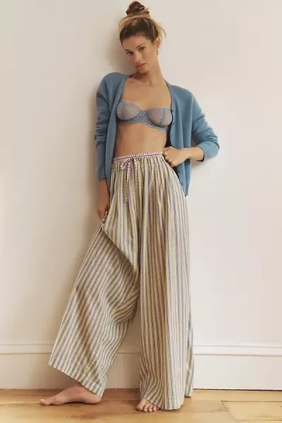 By Anthropologie Mixed Stripe Wide-leg Pyjama Trousers In Multicolor