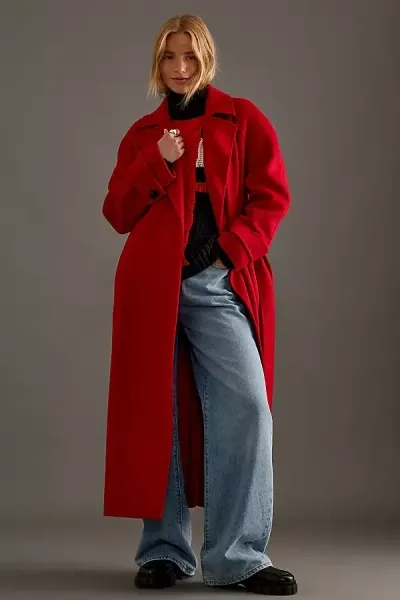 By Anthropologie Soft Wrap Coat In Red