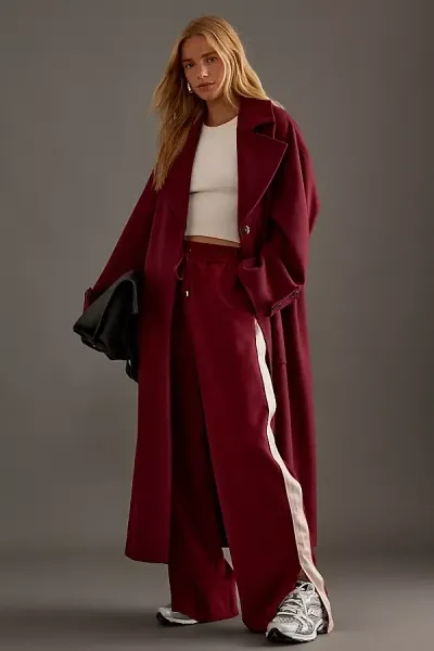 By Anthropologie Wool Blend Oversized Coat Jacket In Red