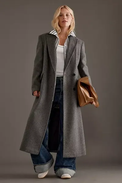 By Anthropologie Wool Blend Topcoat In Multicolor