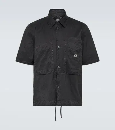 C.p. Company Light Microweave Laminated Shirt In Black