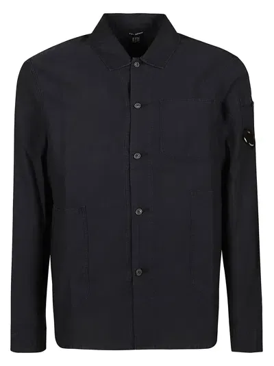 C.p. Company Ottoman Long-sleeved Shirt In Navy