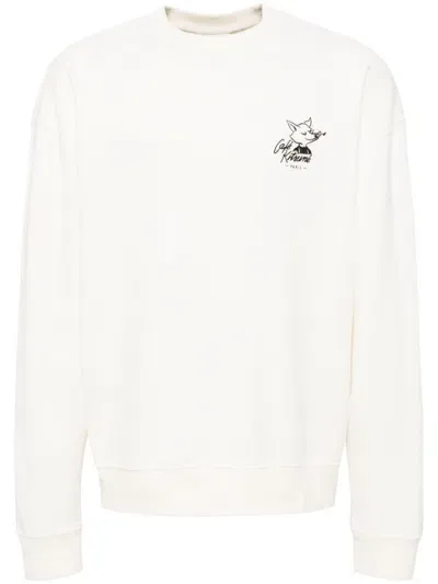 Café Kitsuné Logo-embroidered Sweatshirt In White