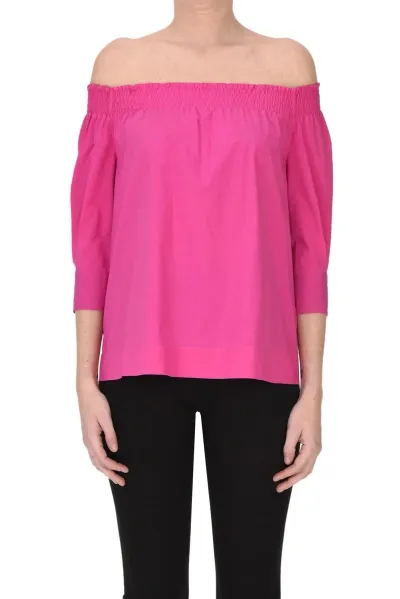 Caliban Cotton Blouse In Fuxia