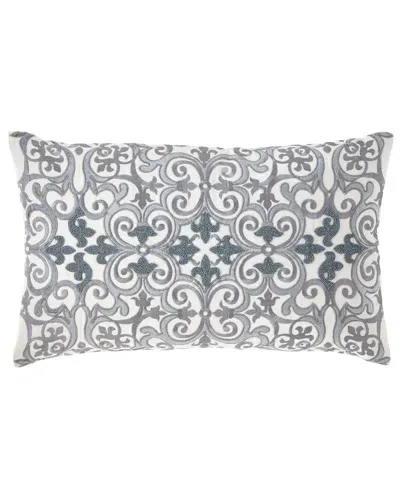 Callisto Home Darboux Scroll Embroidered Decorative Pillow In Cream