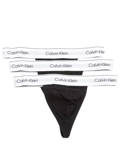 Calvin Klein 3 Pack Thong In Black