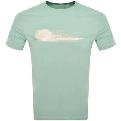 Calvin Klein Brush Logo T Shirt Green